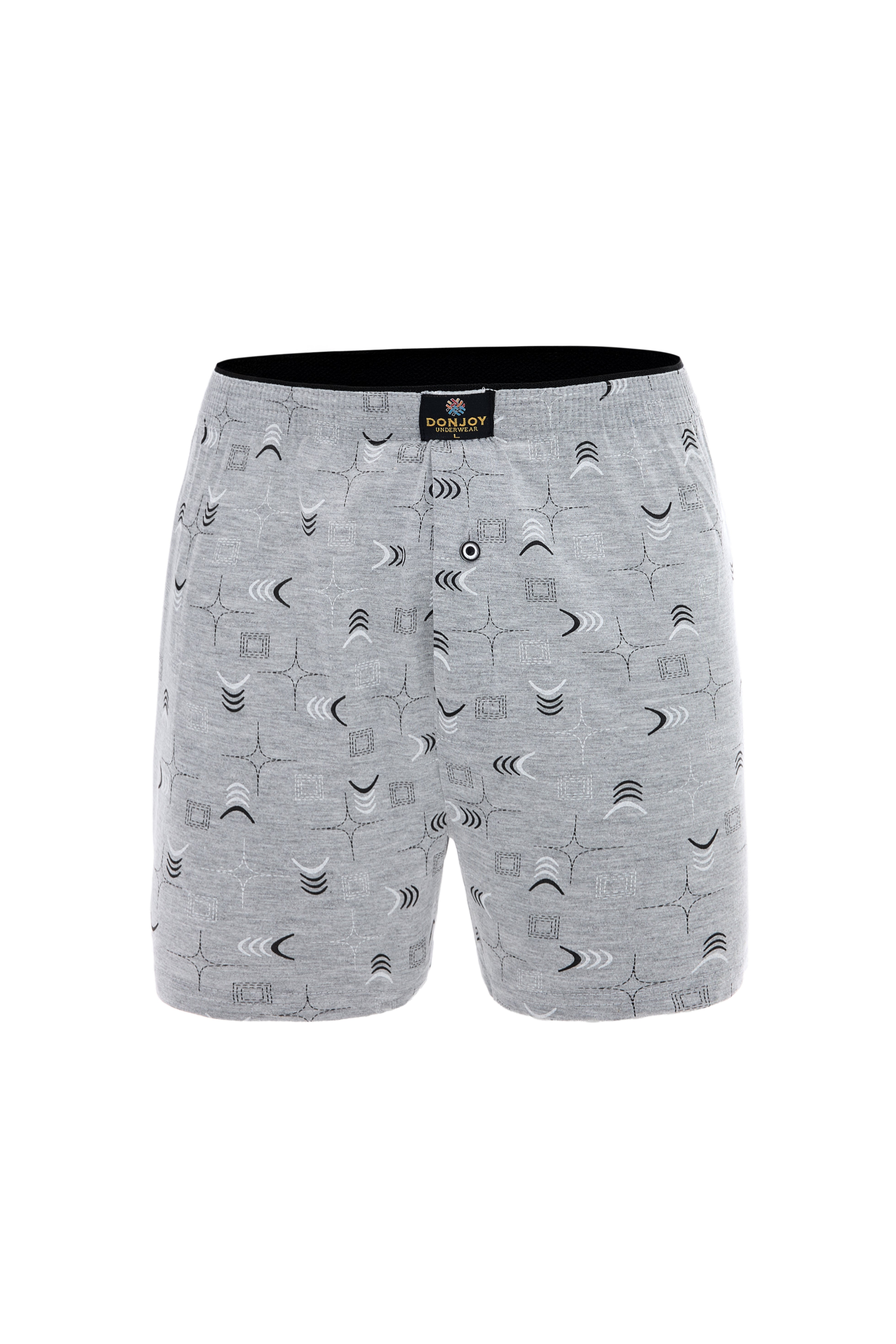 DJ101 Erkek 10'lu Desenli Pamuklu Penye Paçalı Düğmeli Beli Lastikli Boxer