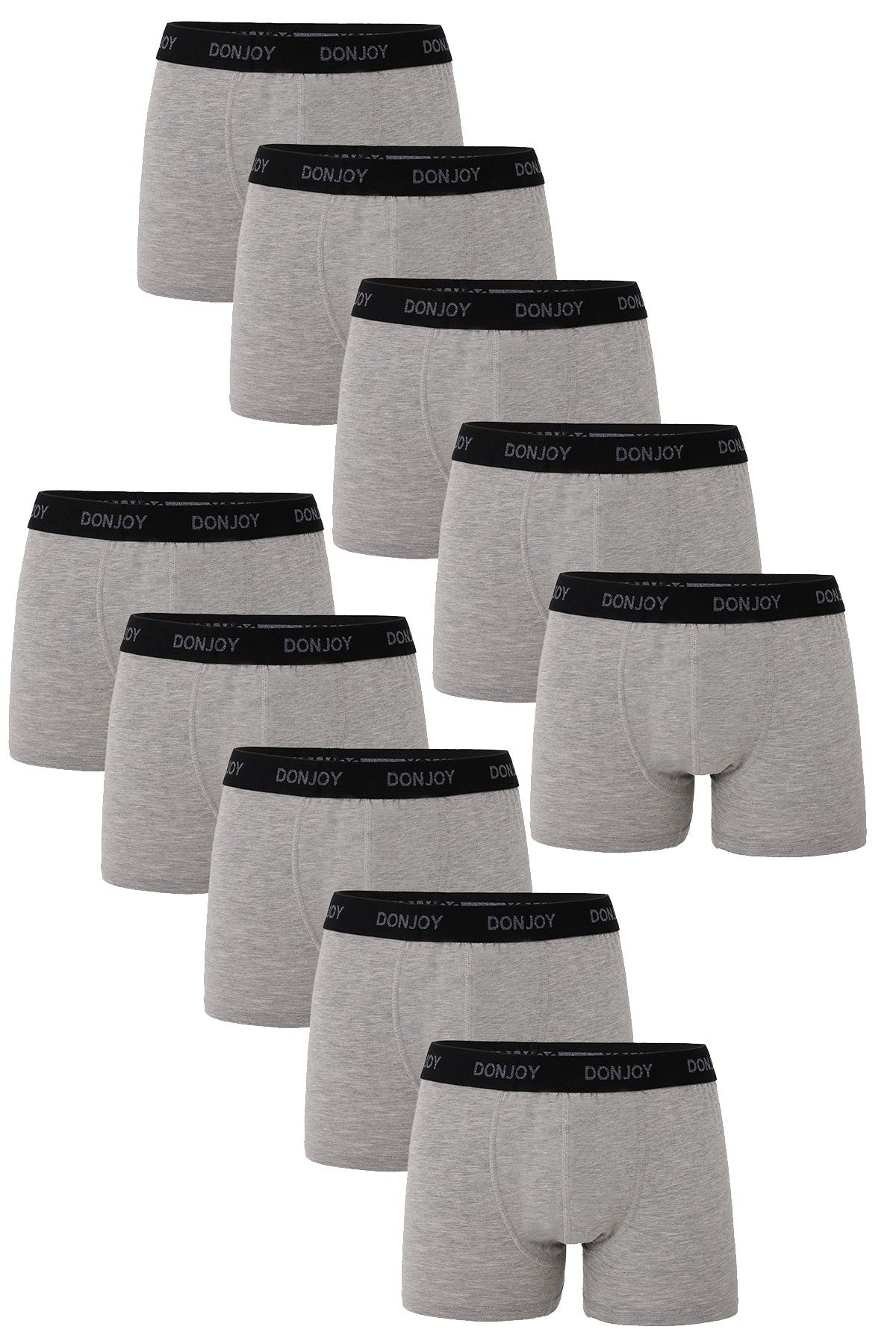 DJ103 Erkek 10'lu Pamuklu Likralı Penye Beli Lastikli Gri Boxer