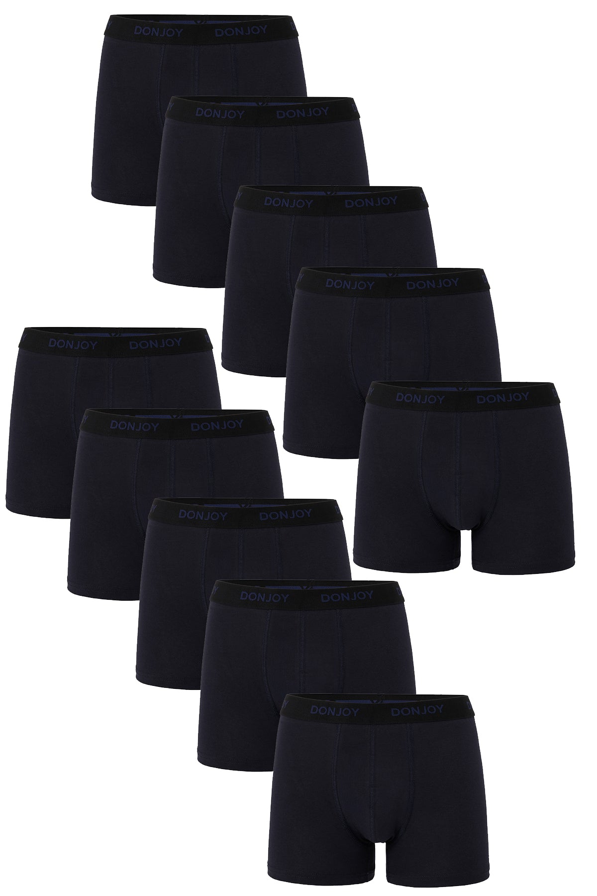 DJ103 Erkek 10'lu Pamuklu Likralı Penye Beli Lastikli Lacivert Boxer