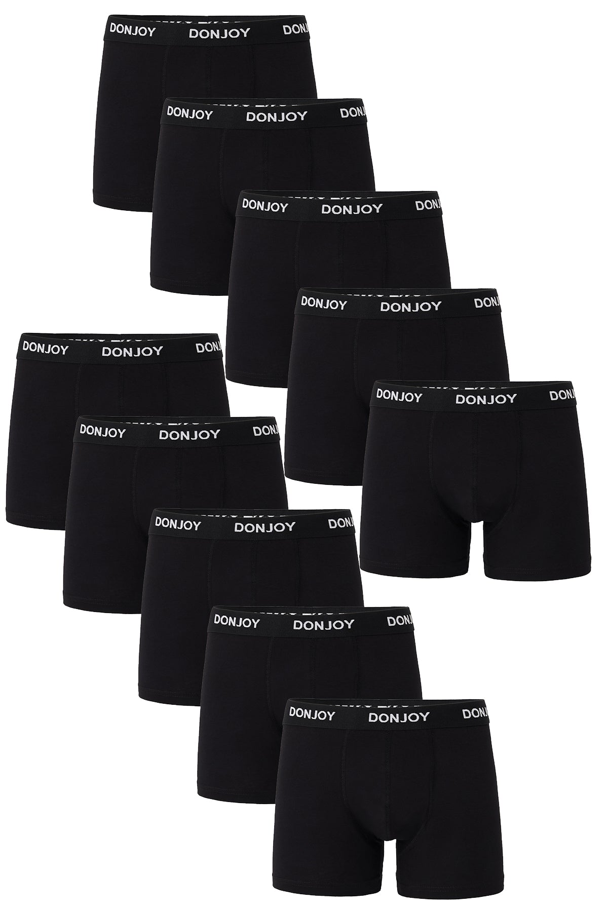 DJ103 Erkek 10'lu Pamuklu Likralı Penye Beli Lastikli Siyah Boxer