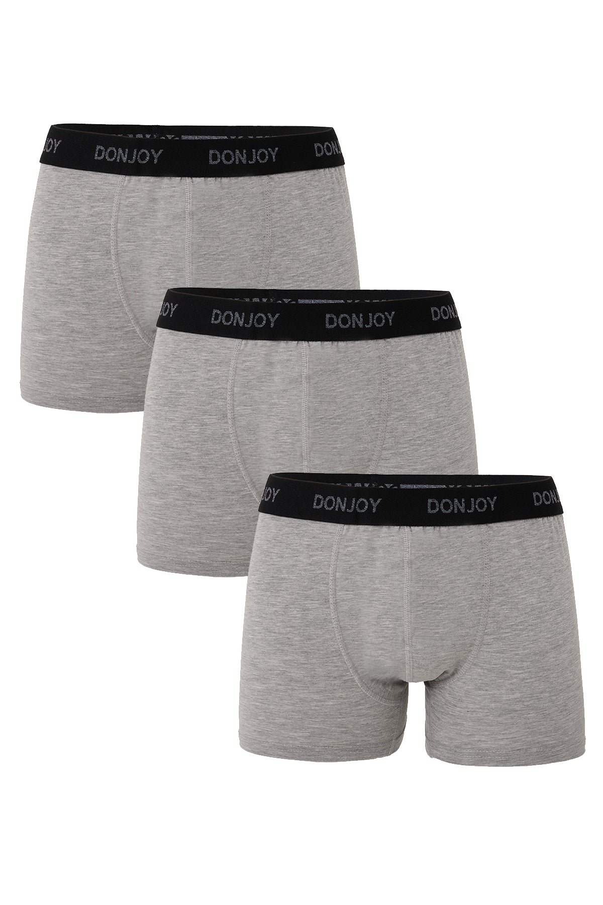 DJ103 Erkek 3'lü Pamuklu Likralı Penye Beli Lastikli Gri Boxer