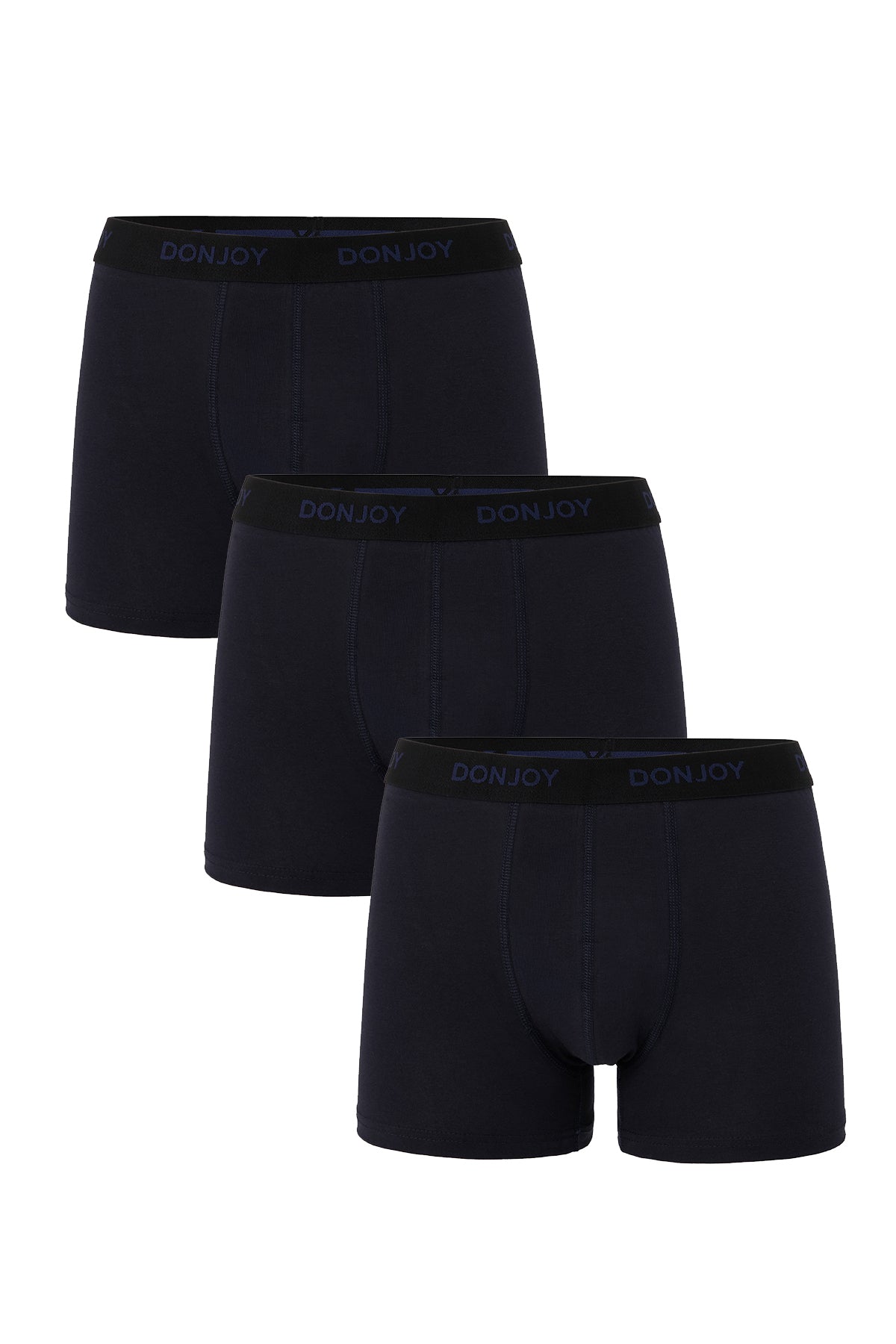 DJ103 Erkek 3'lü Pamuklu Likralı Penye Beli Lastikli Lacivert Boxer