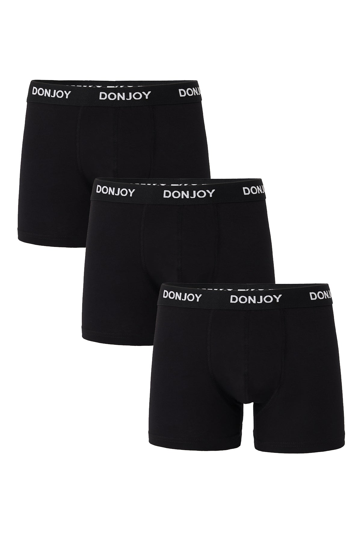 DJ103 Erkek 3'lü Pamuklu Likralı Penye Beli Lastikli Siyah Boxer