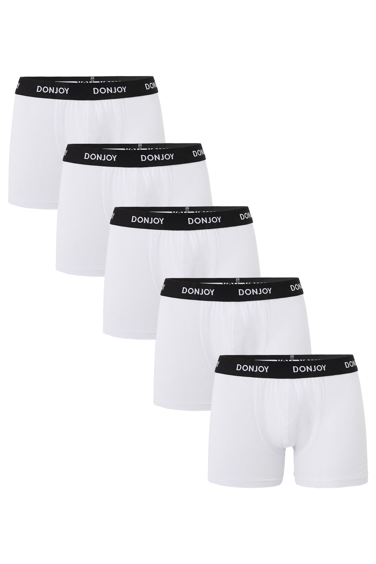 DJ103 Erkek 5'li Pamuklu Likralı Penye Beli Lastikli Beyaz Boxer