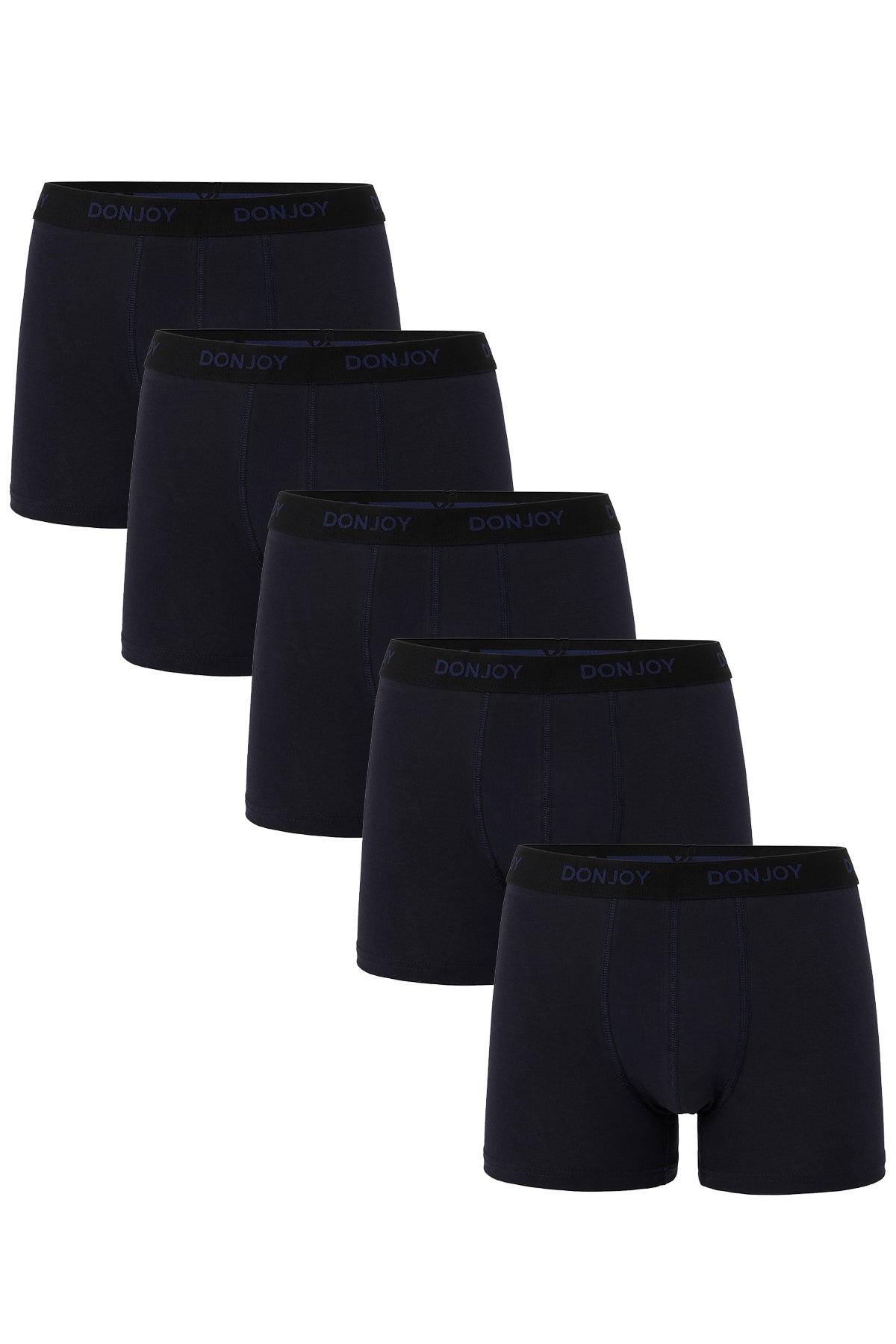 DJ103 Erkek 5'li Pamuklu Likralı Penye Beli Lastikli Lacivert Boxer
