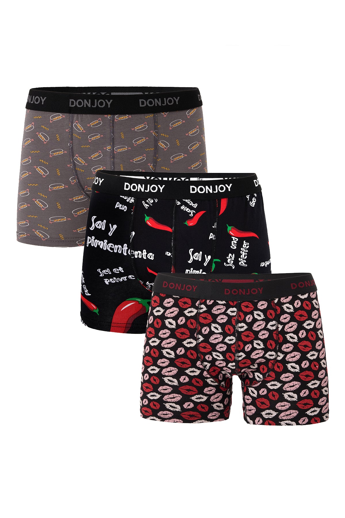 DJ104 Erkek 3'lü Karışık Desenli Pamuklu Penye Beli Lastikli Boxer