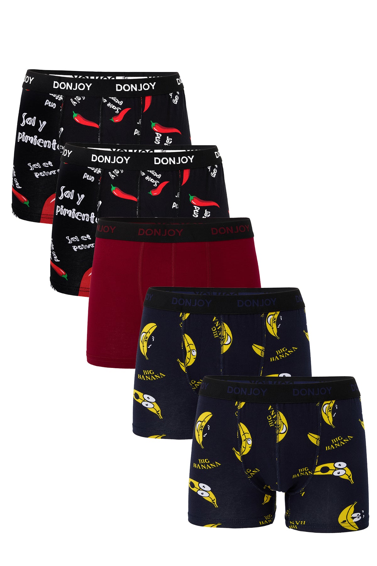 DJ104 Erkek 5'lİ Karışık Desenli Pamuklu Penye Beli Lastikli Boxer