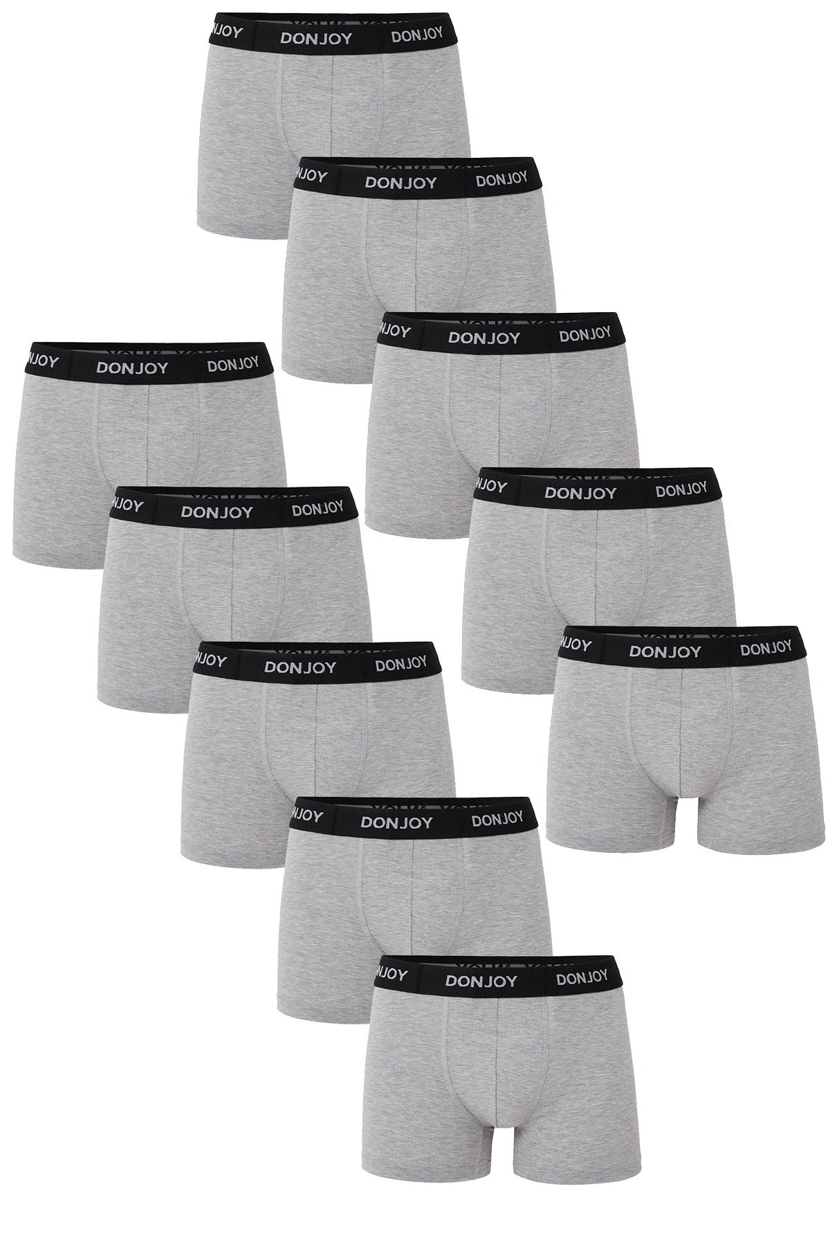 DJ105 Erkek 10'lu Pamuklu Penye Modal Beli Lastikli Gri Melanj Boxer