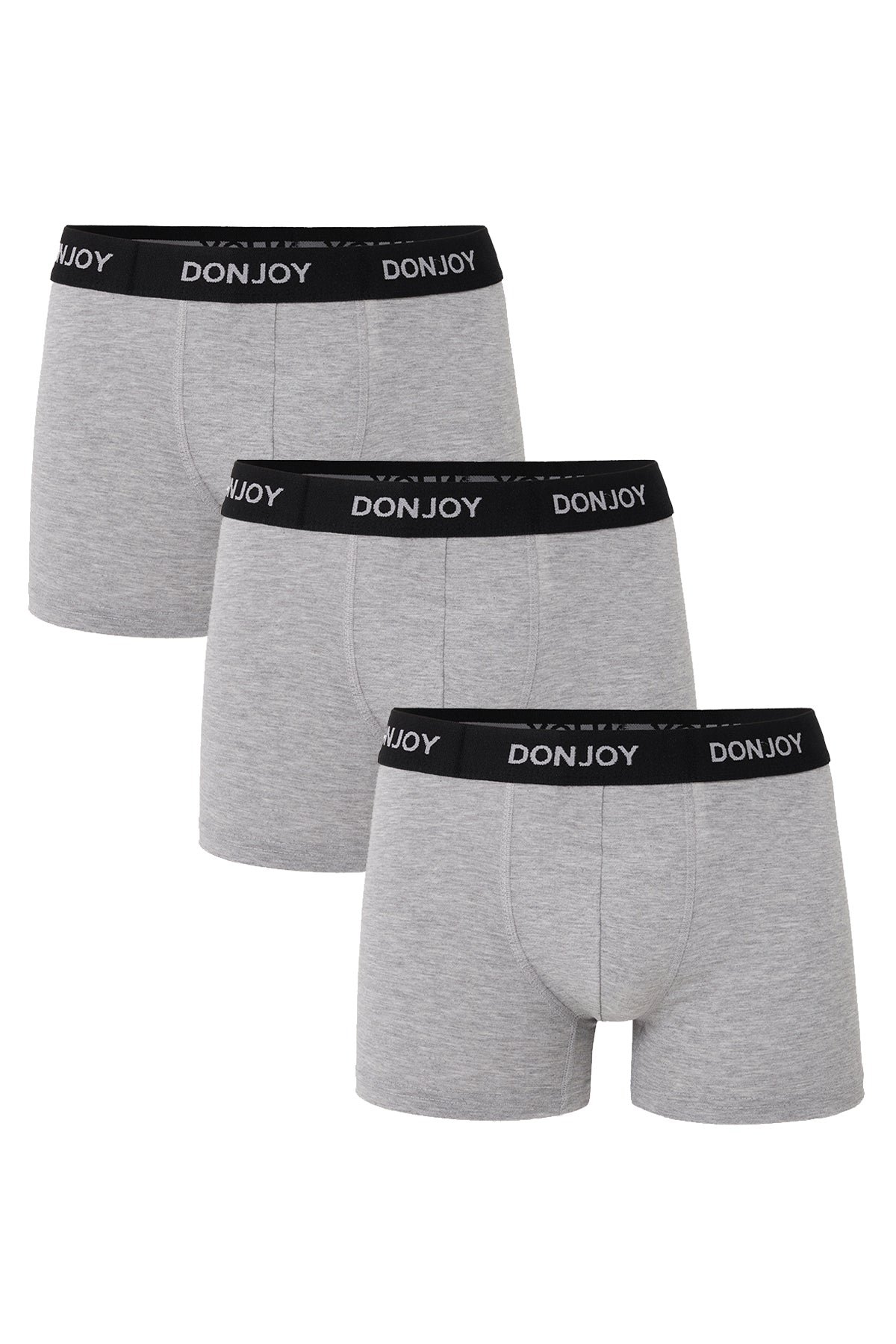 DJ105 Erkek 3'lü Pamuklu Penye Modal Beli Lastikli Gri Melanj Boxer