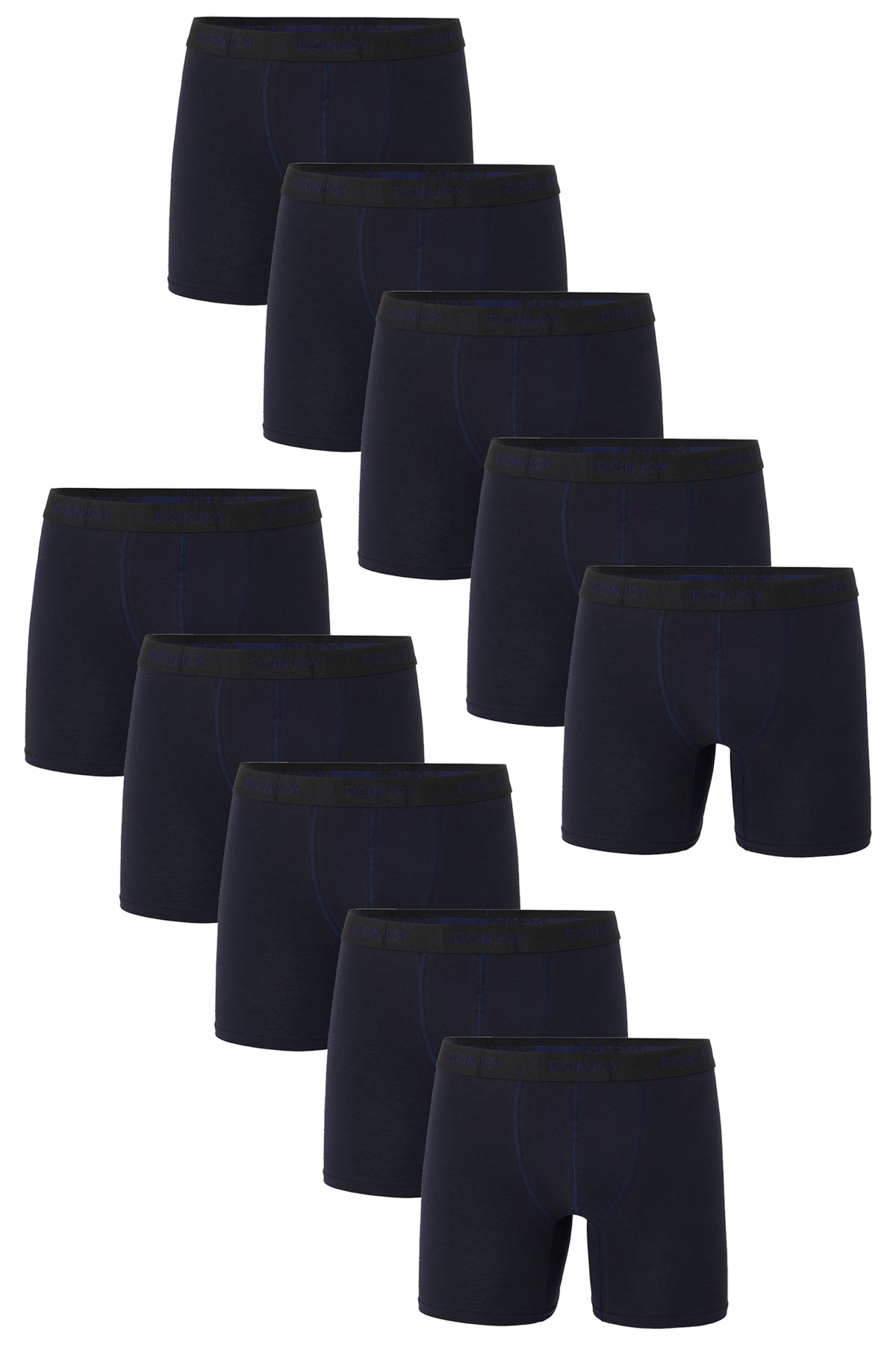 DJ108 Erkek 10'lu Penye Pamuklu Uzun Paça Beli Lastikli Lacivert Boxer