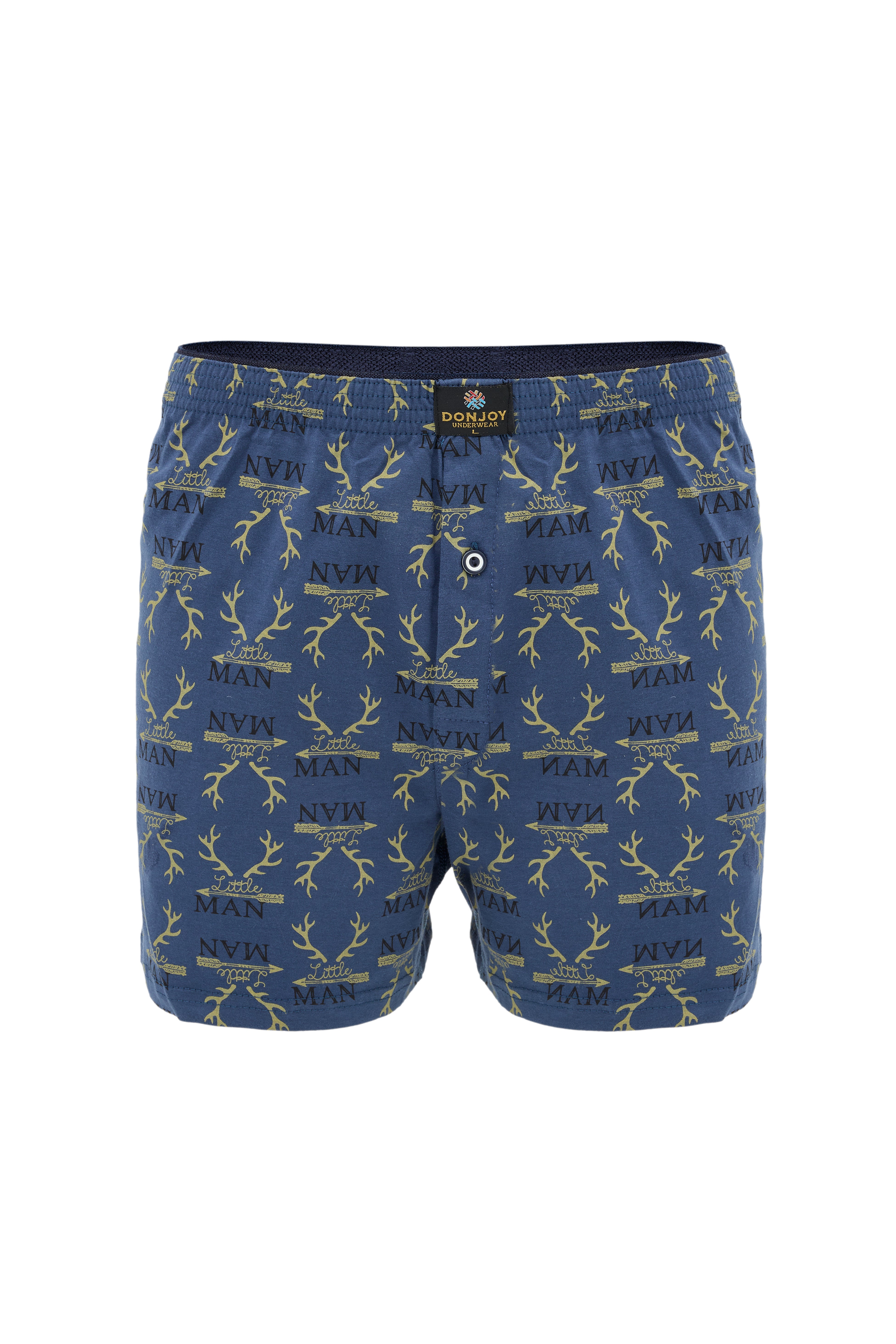 DJ101 Erkek 10'lu Desenli Pamuklu Penye Paçalı Düğmeli Beli Lastikli Boxer