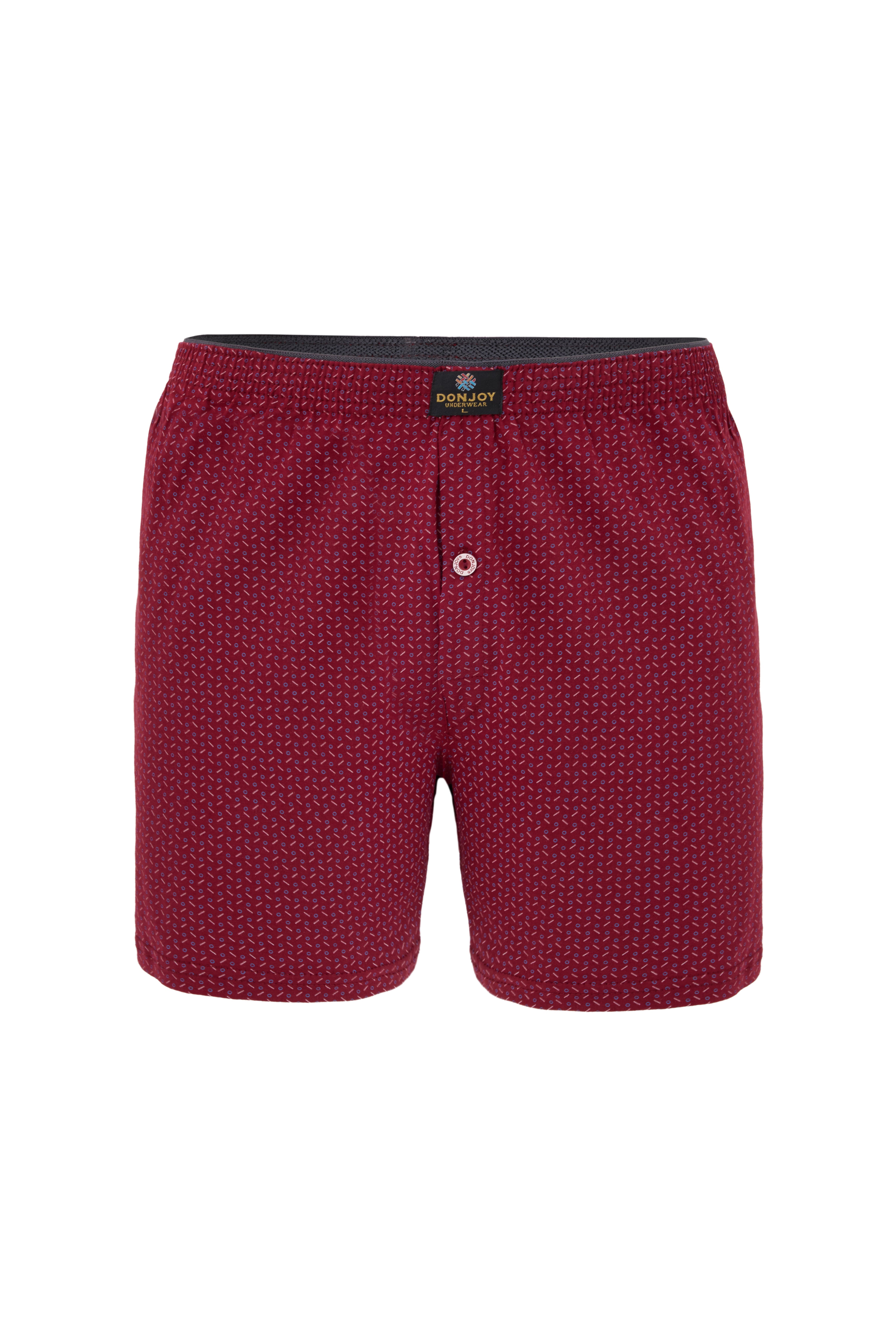 DJ101 Erkek 3'lü Desenli Pamuklu Penye Paçalı Düğmeli Beli Lastikli Boxer