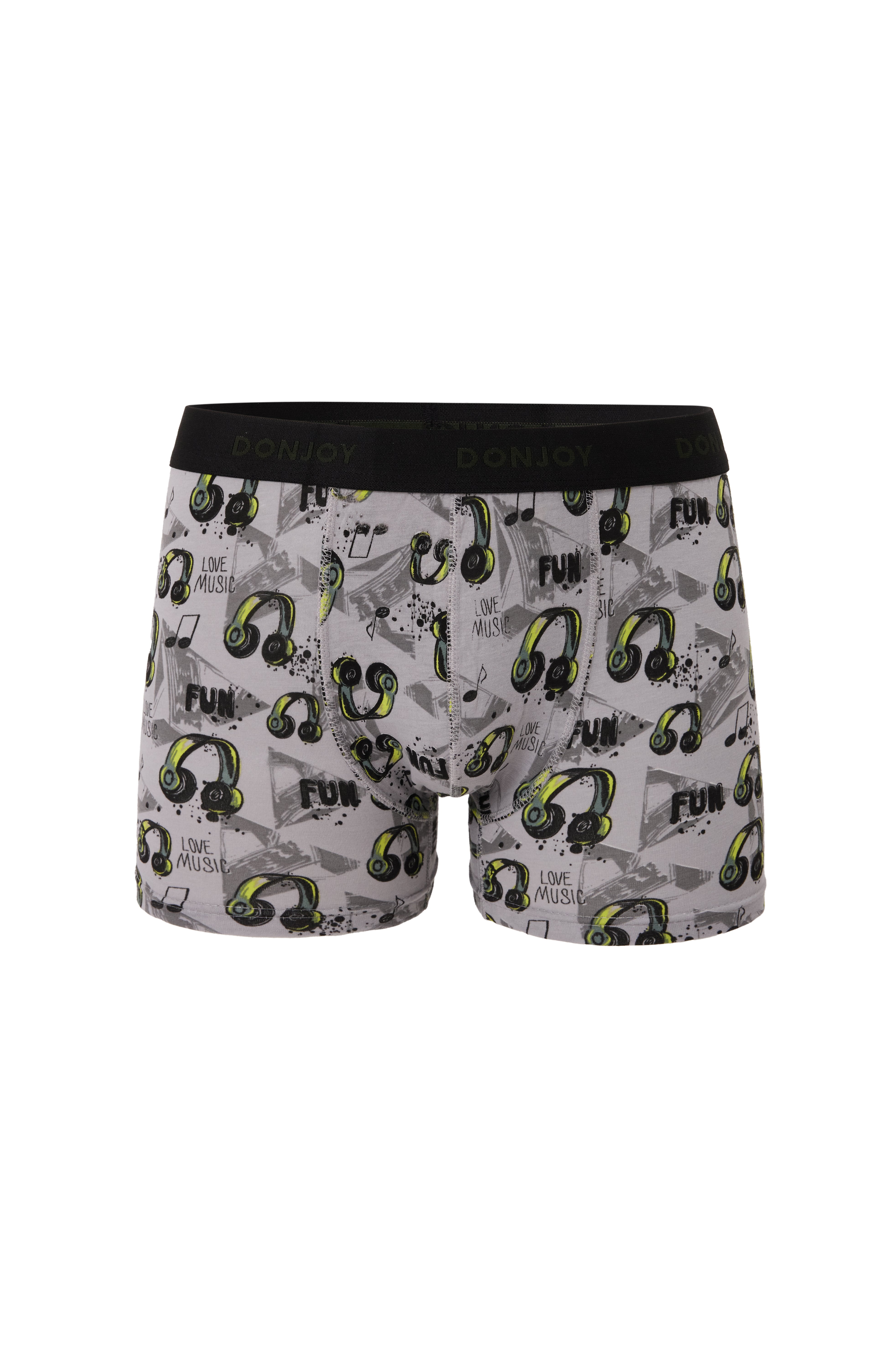 DJ104 Erkek 3'lü Karışık Desenli Pamuklu Penye Beli Lastikli Boxer