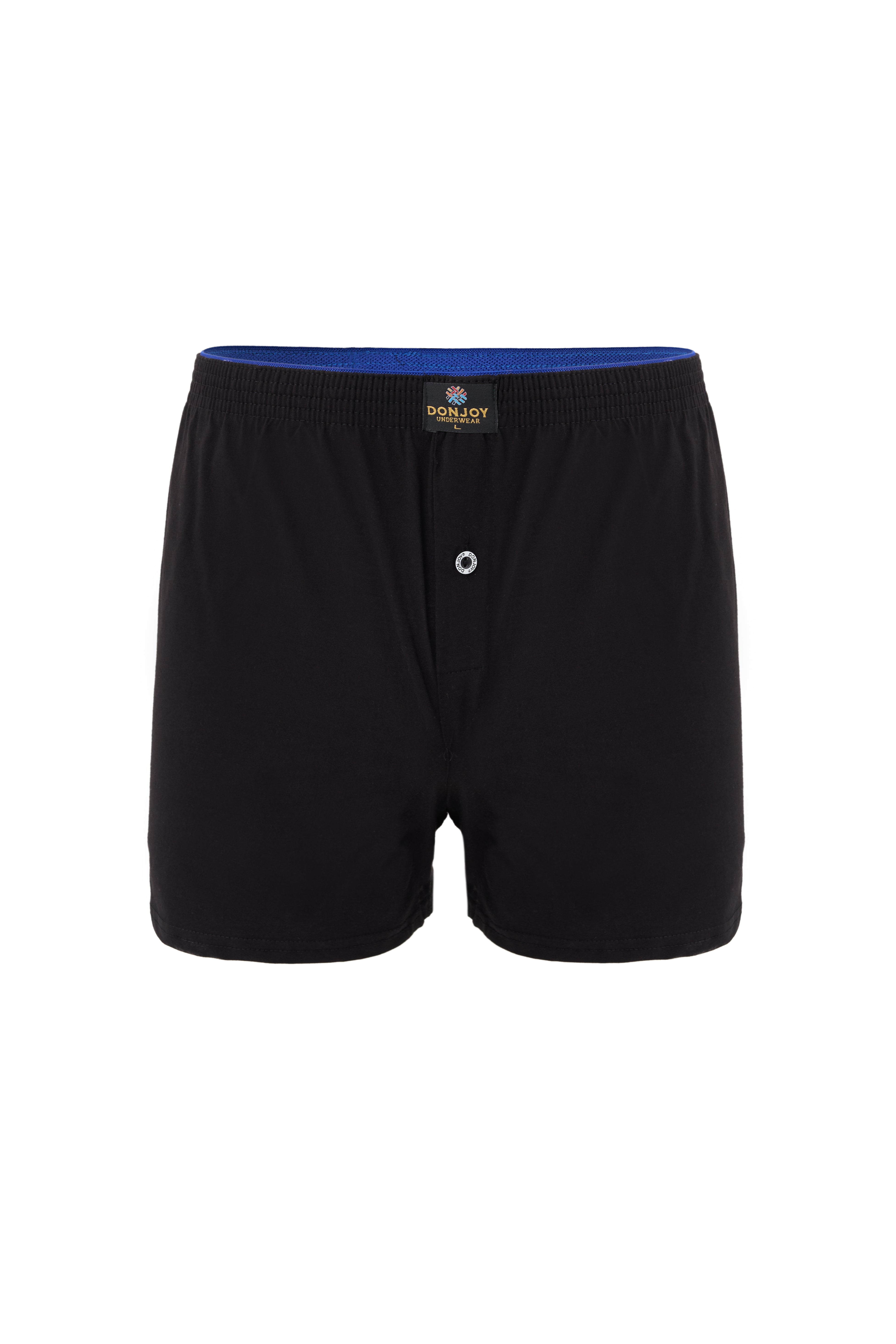 DJ102 Erkek 3'lü Pamuklu Penye Beli Lastikli Düğmeli Boxer