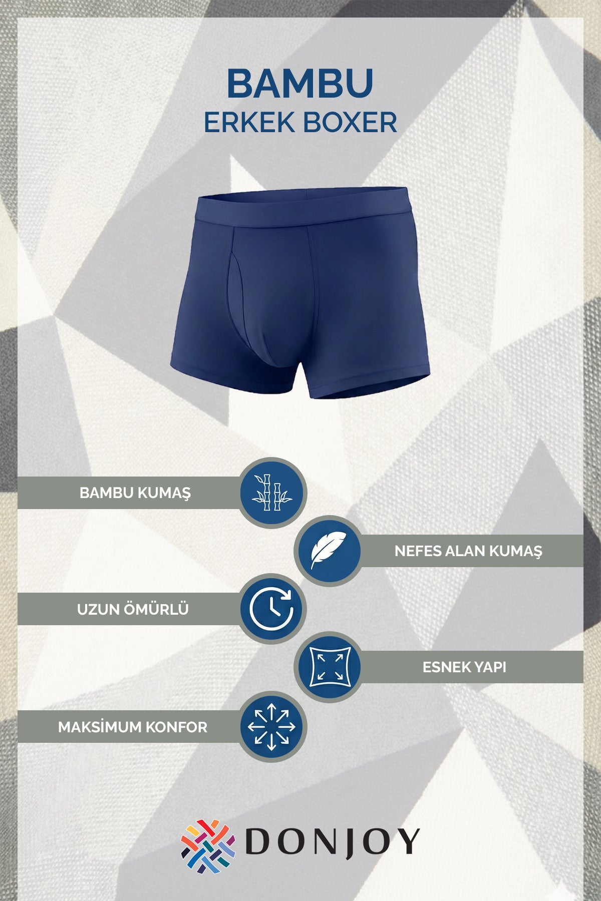 Erkek 10'lu Bambu Beli Lastikli Boxer