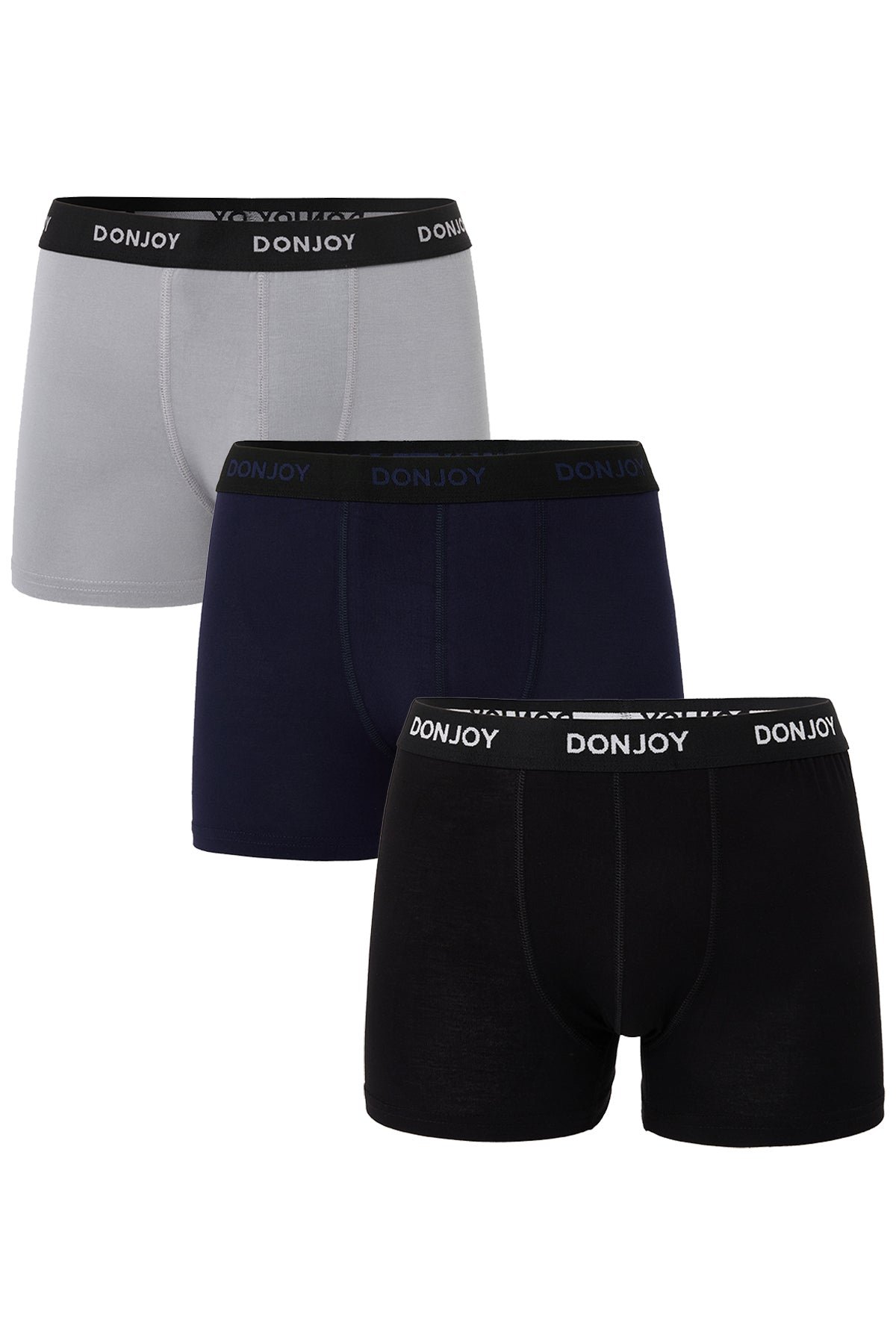 Erkek 3'lü Bambu Beli Lastikli Boxer