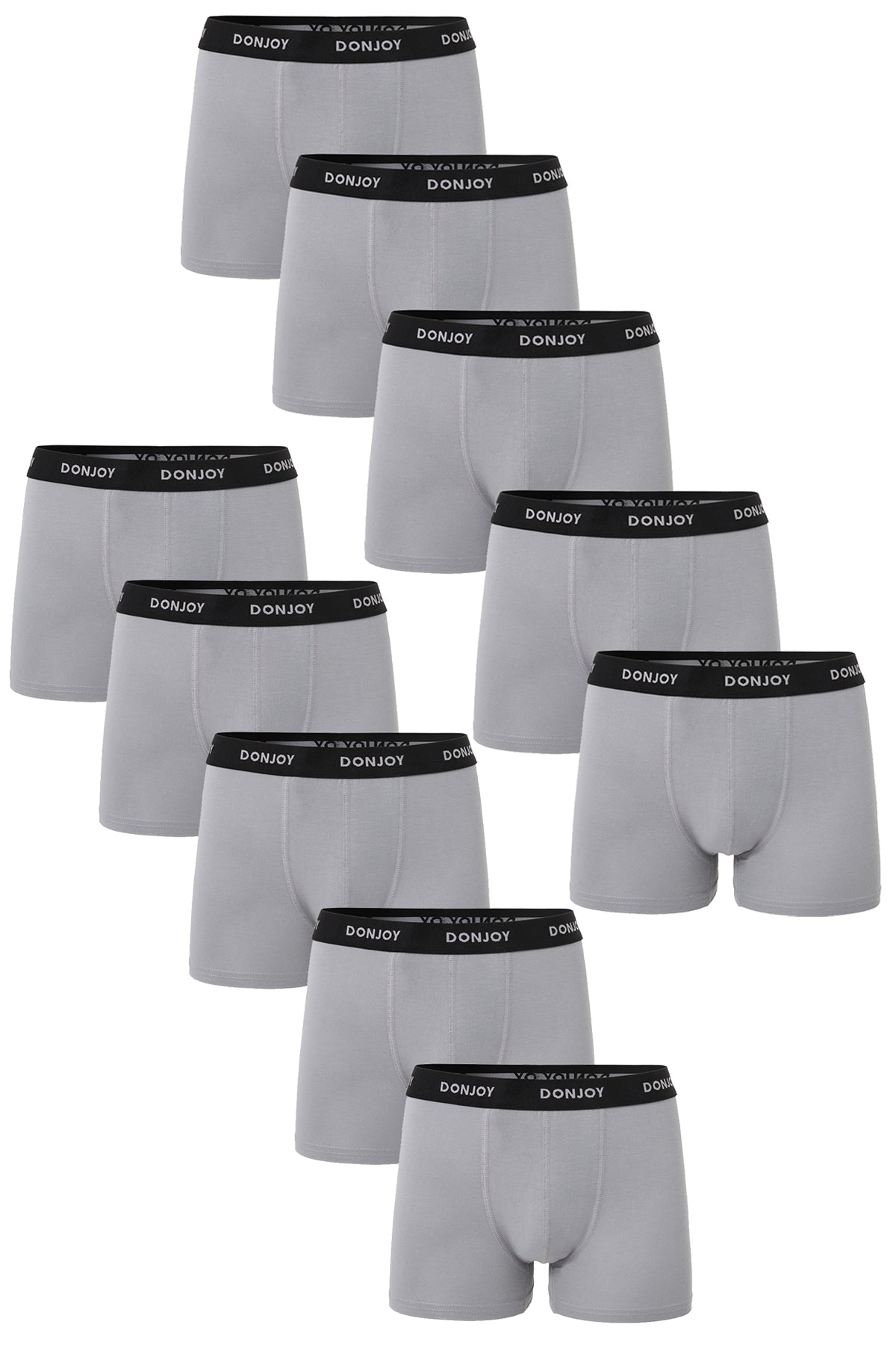 Erkek 10'lu Bambu Beli Lastikli Gri Boxer