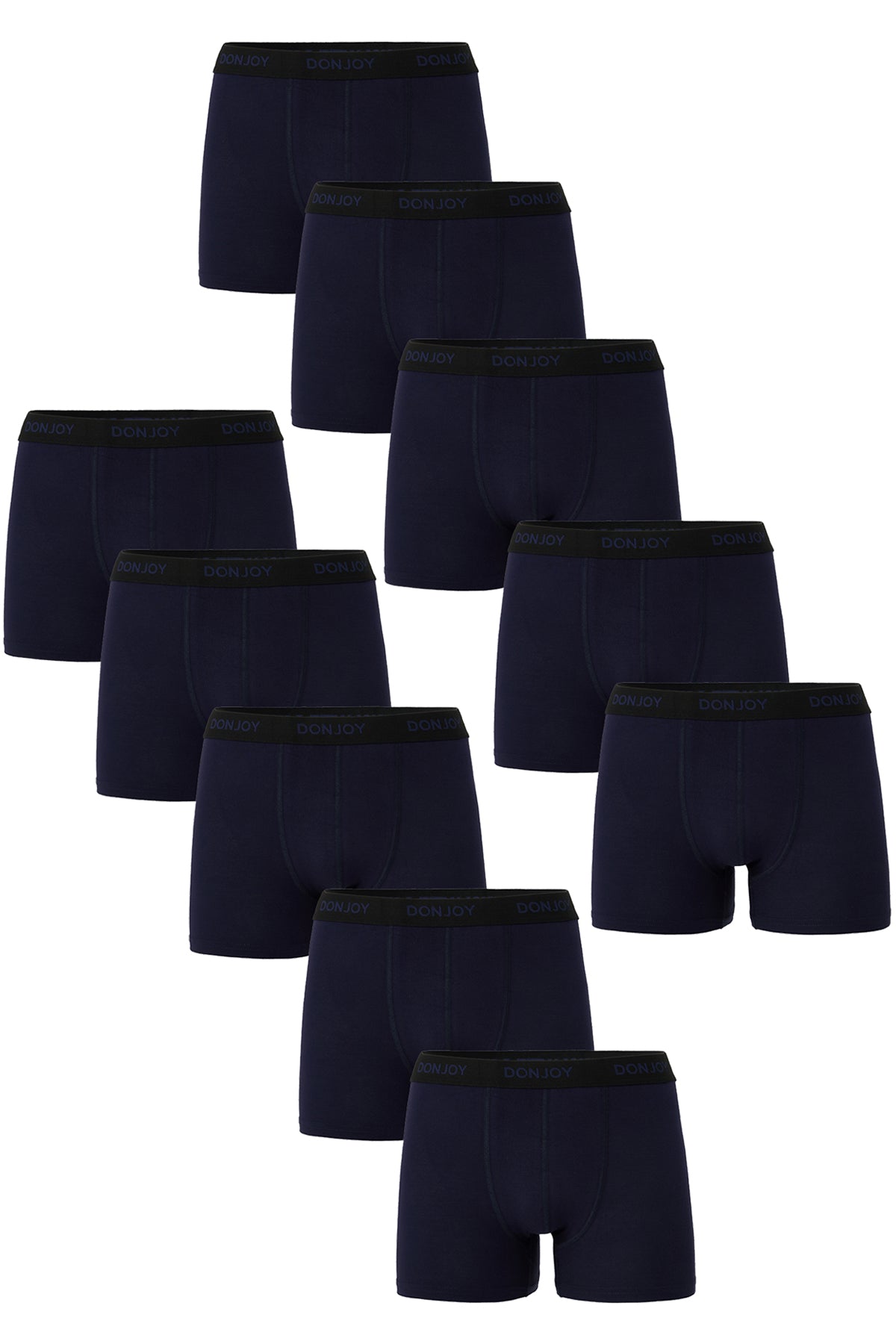Erkek 10'lu Bambu Beli Lastikli Lacivert Boxer