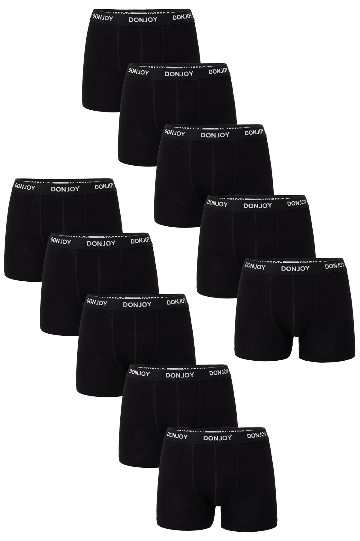 Erkek 10'lu Bambu Beli Lastikli Siyah Boxer