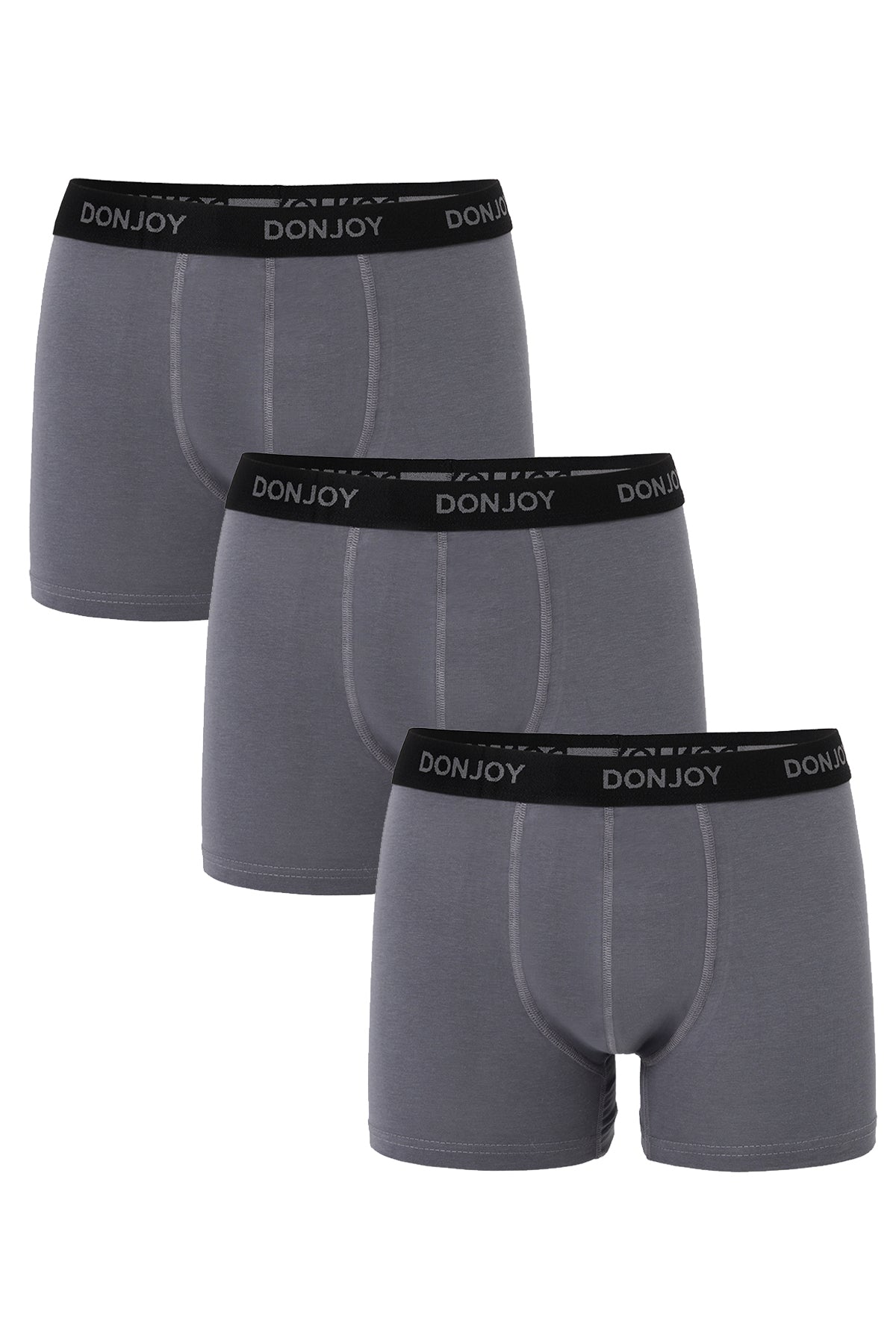 Erkek 3'lü Bambu Beli Lastikli Füme Boxer