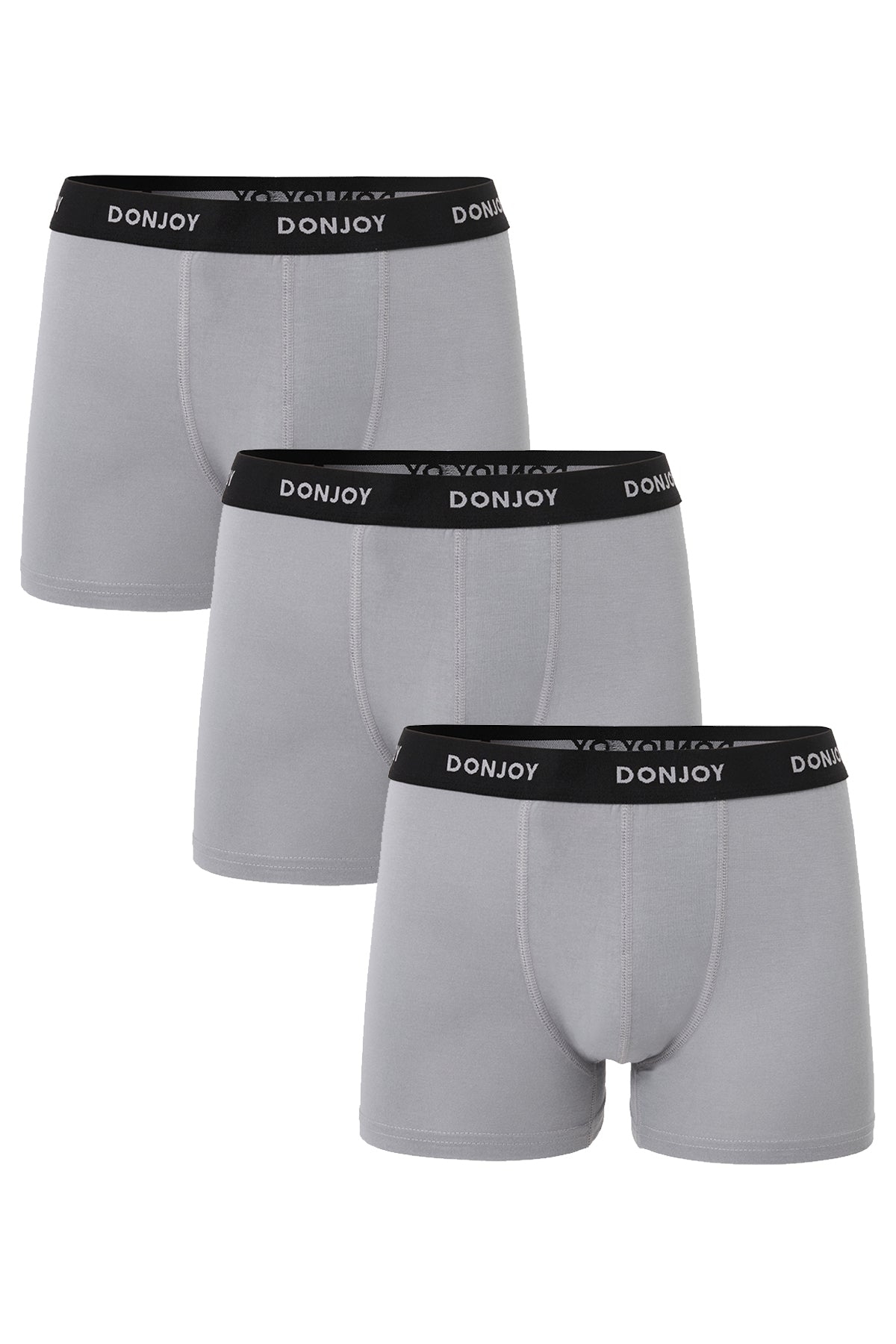 Erkek 3'lü Bambu Beli Lastikli Gri Boxer