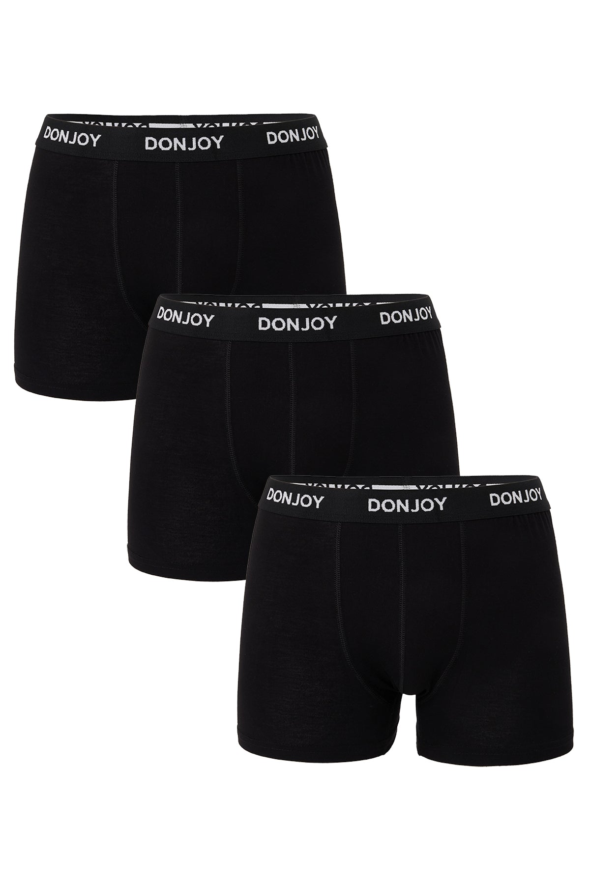 Erkek 3'lü Bambu Beli Lastikli Siyah Boxer
