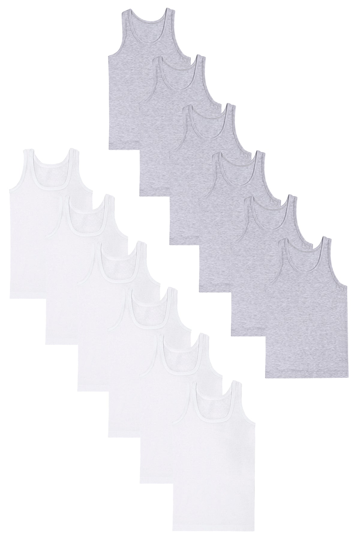 Erkek Karışık Renk 12'li Pamuklu Penye Atlet