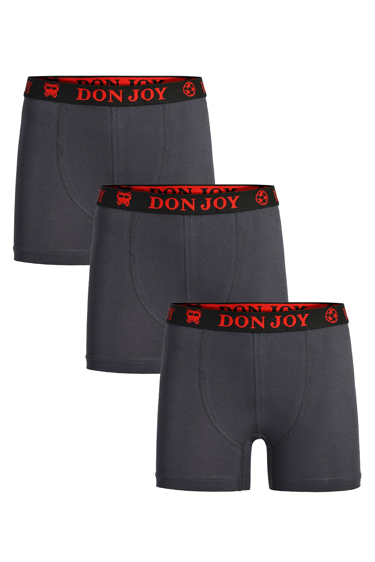 Erkek Çocuk 3'lü Penye Pamuklu Beli Lastikli Füme Boxer