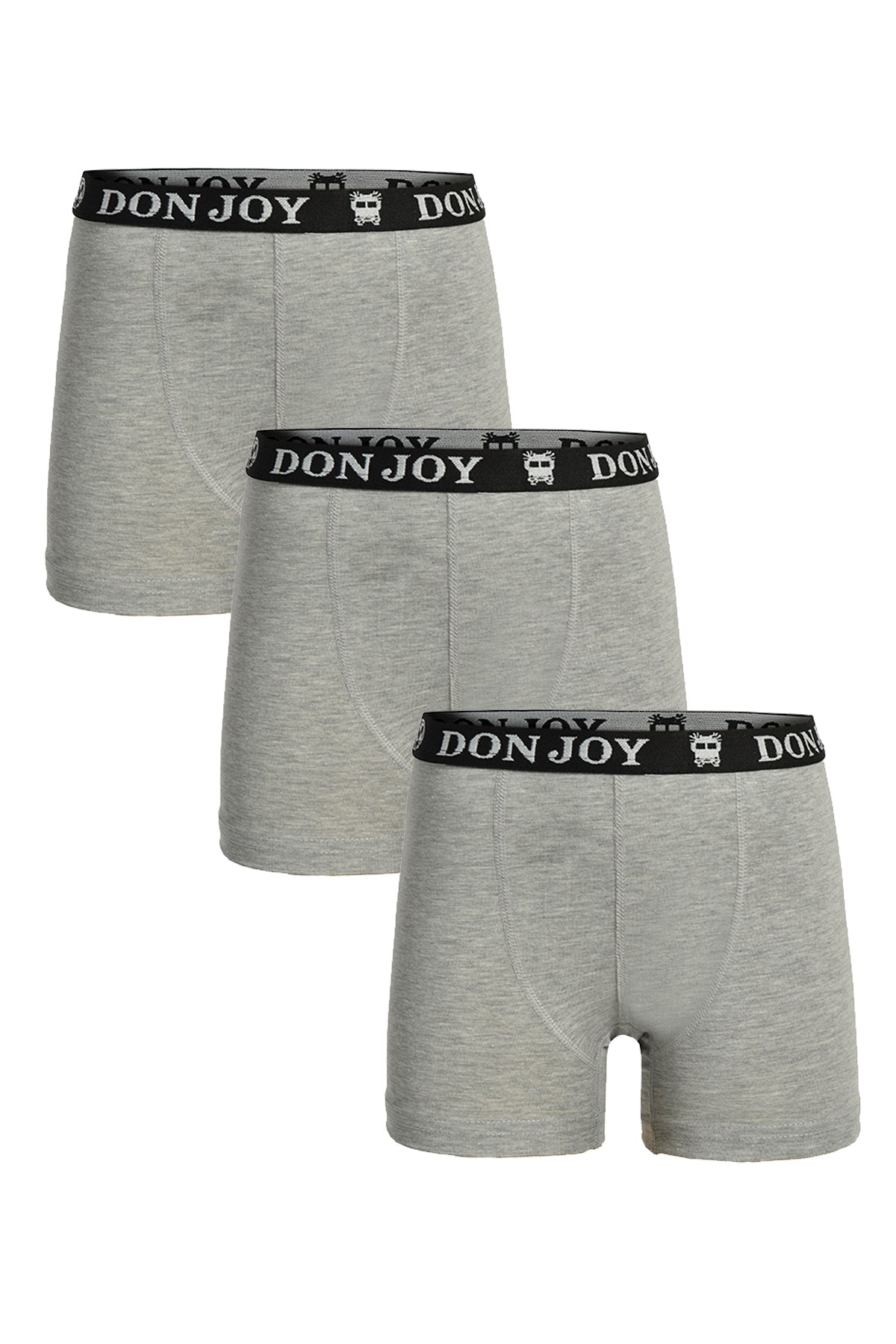 Erkek Çocuk 3'lü Penye Pamuklu Beli Lastikli Gri Boxer