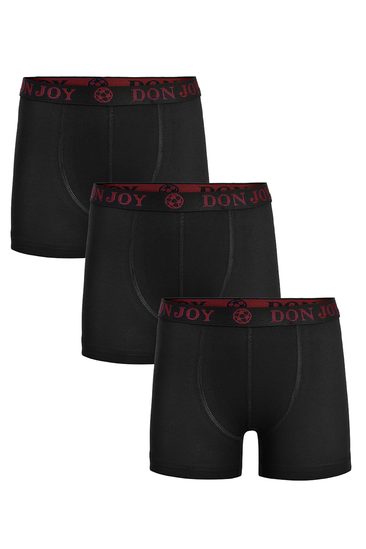 Erkek Çocuk 3'lü Penye Pamuklu Beli Lastikli Siyah Boxer