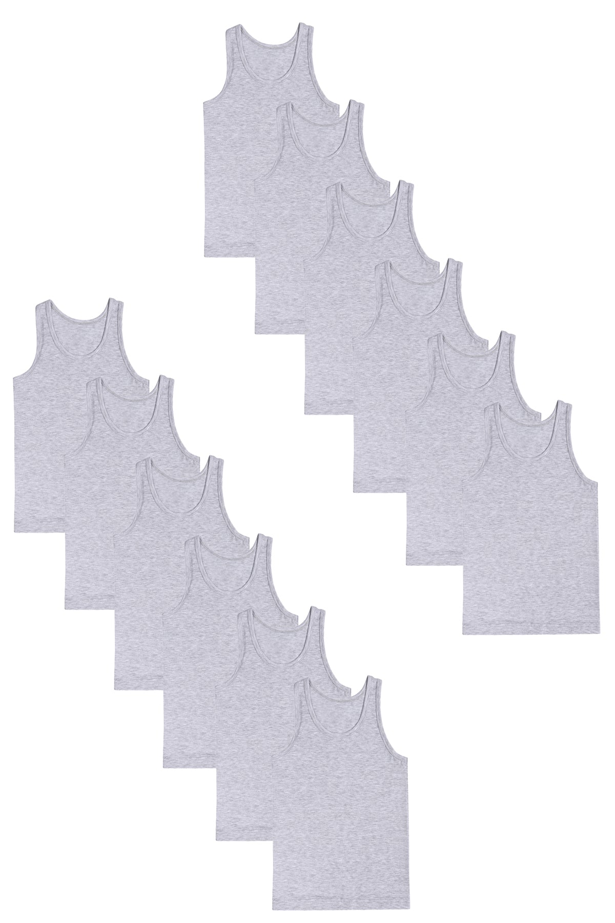 Erkek Gri 12'li Pamuklu Penye Atlet