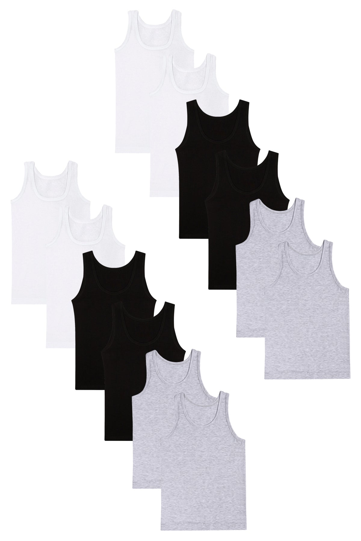 Erkek Karışık Renk 12'li Pamuklu Penye Atlet