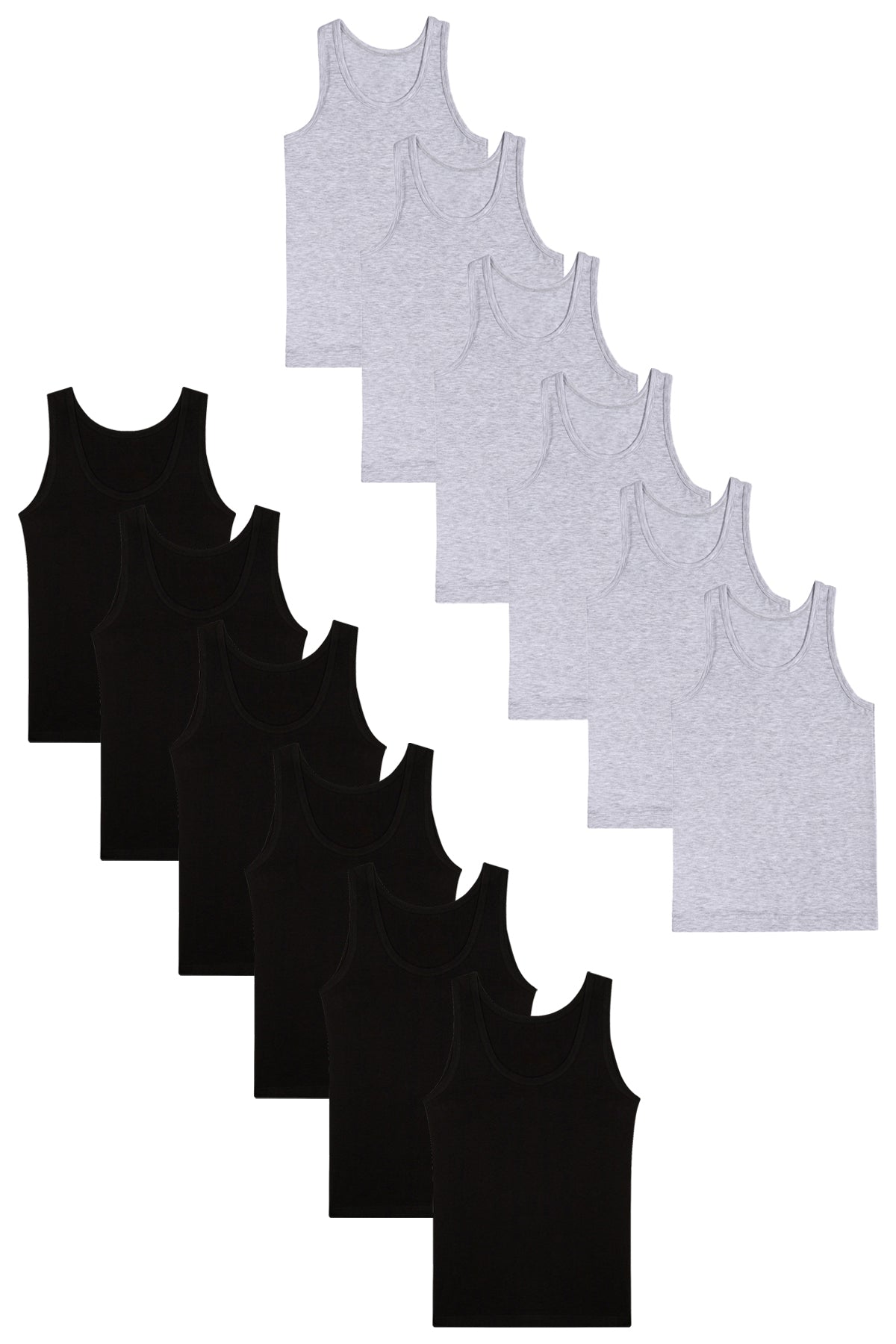 Erkek Karışık Renk 12'li Pamuklu Penye Atlet